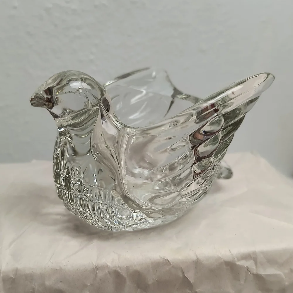 Avon Vintage Clear Glass Dove Candle Holder Genuine